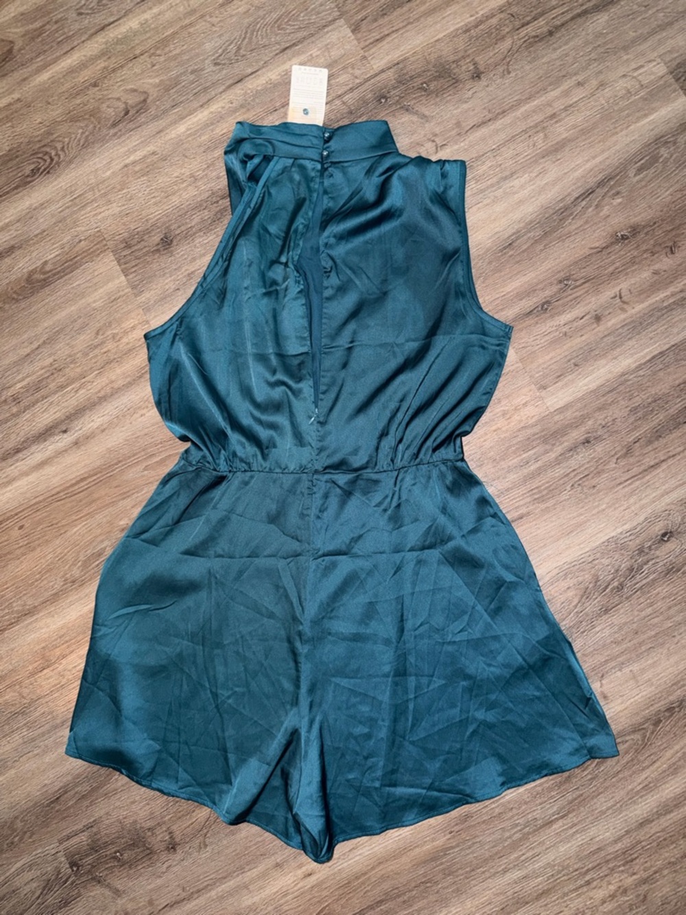 Sleeveless Teal Romper with High Neck